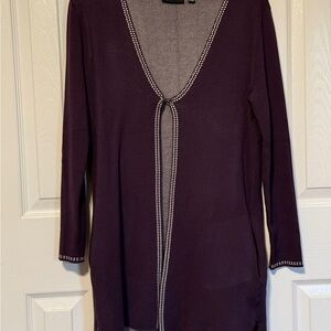 Nina Leonard Purple Long Sleeve Sweater Cardigan With Pockets Small